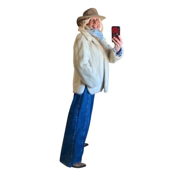 Tourmaline white blonde mink Vtg coat jacket pristine condition pockets collar M - Picture 9 of 13